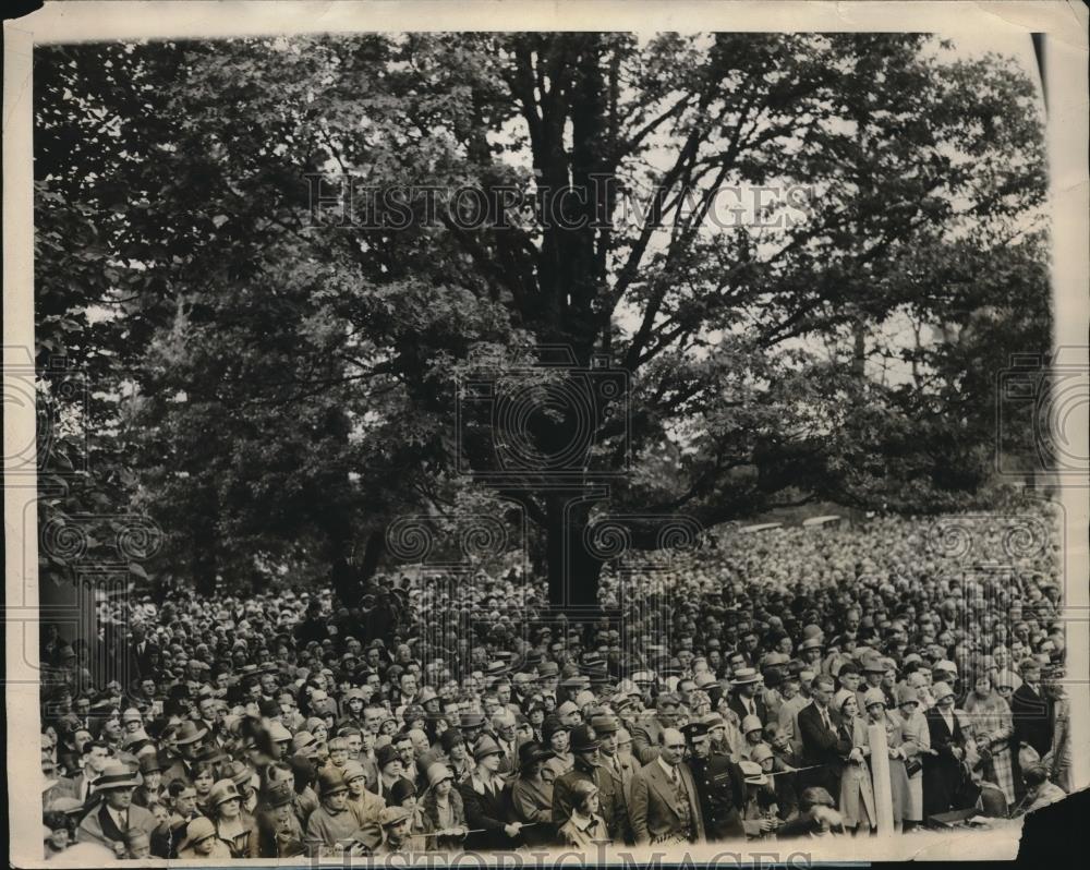 1928 Press Photo Crowds listen to President Coolidge speech at Gettysberg - Historic Images