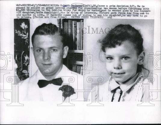 1958 Press Photo D.C> Robert Backover wanted on granf larceny charges - Historic Images