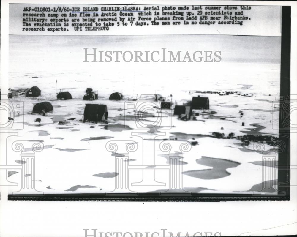 1960 Press Photo Ice Sland Charlie Alaska Aerial research Camp - Historic Images