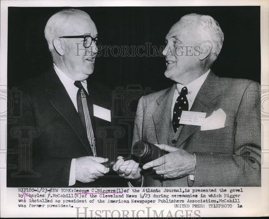 1958 Press Photo NYC, Geo Biggers , Atlanta Journal & Chas McCahill of Cleve New - Historic Images