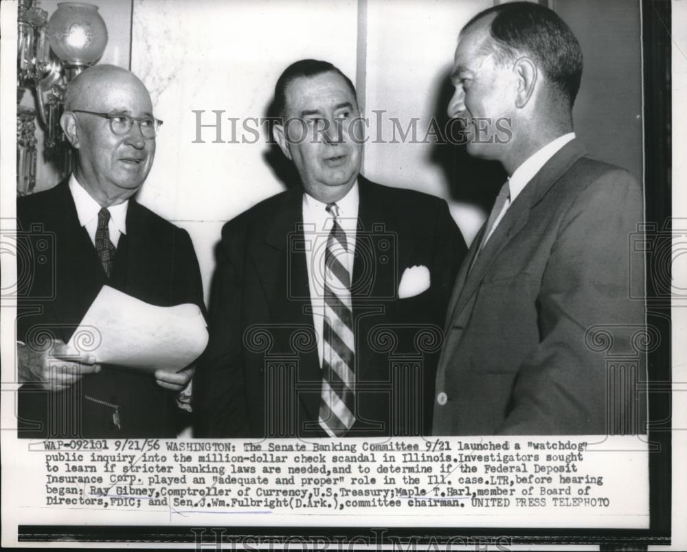 1956 Press Photo Senate Banking Committee Investigating Check Scandal Illinois - Historic Images