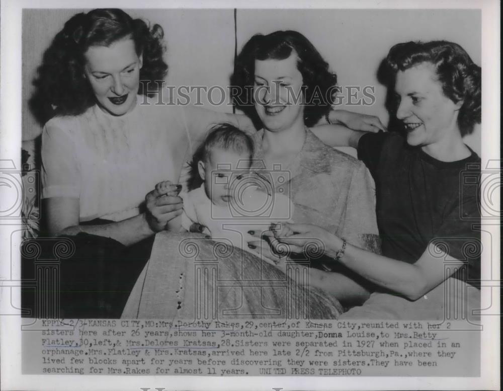 1954 Press Photo Kansas City, Mo Mrs Rakes &amp; sisters Mrs Flatley,Mrs Kratas - Historic Images