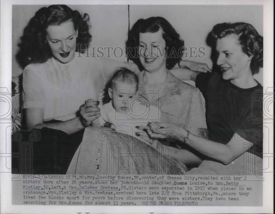 1954 Press Photo Kansas City, Mo Mrs Rakes & sisters Mrs Flatley,Mrs Kratas - Historic Images