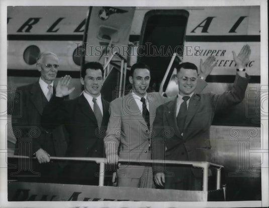1950 Press Photo Toyko, Japan, RE Moore,J Kotys,Wm Roetzheim.E Scrobe,gymnasts - Historic Images