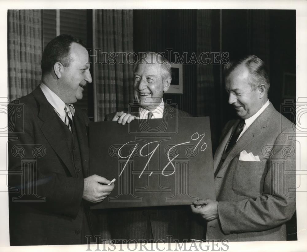 1957 Press Photo GM Pres HH Curtice,LG Seaton &amp; Maj Gen SC Stewart - Historic Images