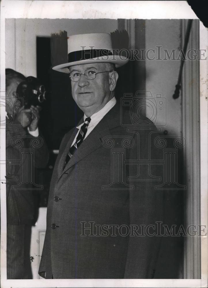 1937 Press Photo Harold Ickes Secretary of Interior arriving at the White House - Historic Images