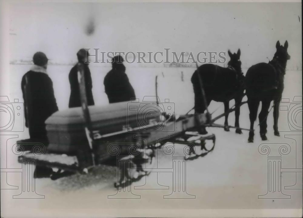 1936 Press Photo Maitland, Missouri, Snow Forces Sled Funeral - neb77609 - Historic Images