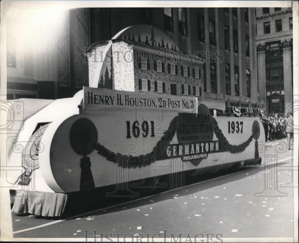 1937 Press Photo Germantown, Pa American Legion float in NYC parade - Historic Images