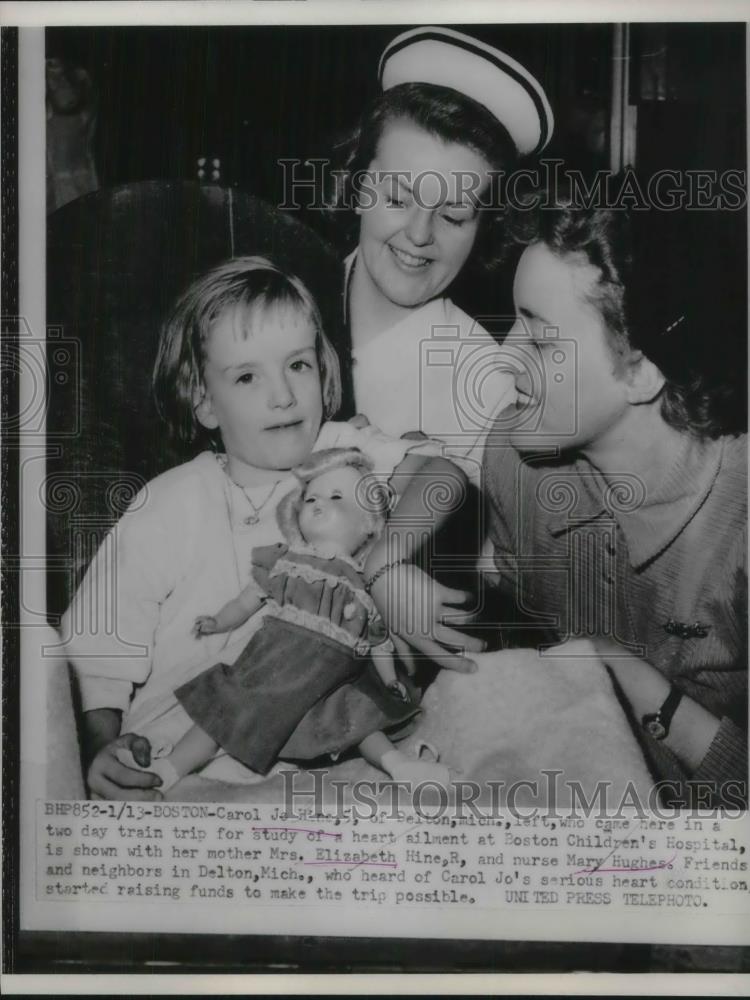 1953 Press Photo Boston, Mass Carol Hine, mom &amp; RN Mary Hughes - Historic Images