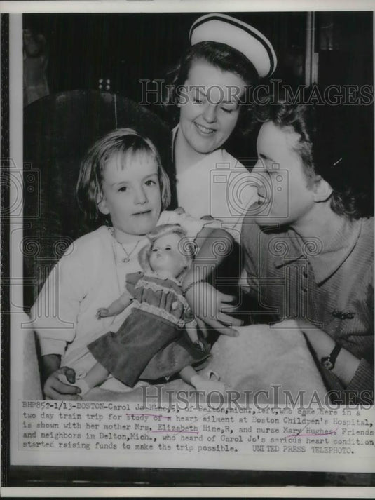 1953 Press Photo Boston, Mass Carol Hine, mom & RN Mary Hughes - Historic Images