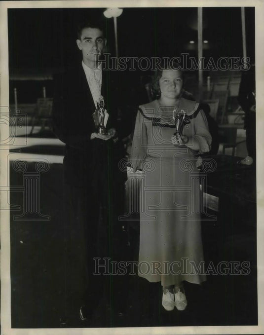 1934 Press Photo Virginia Martin & Harold Wilson Winners in Bookkeeping Contest - Historic Images