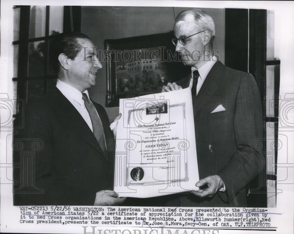 1956 Press Photo American Red Cross Organization of American states Dr. Jose A. - Historic Images