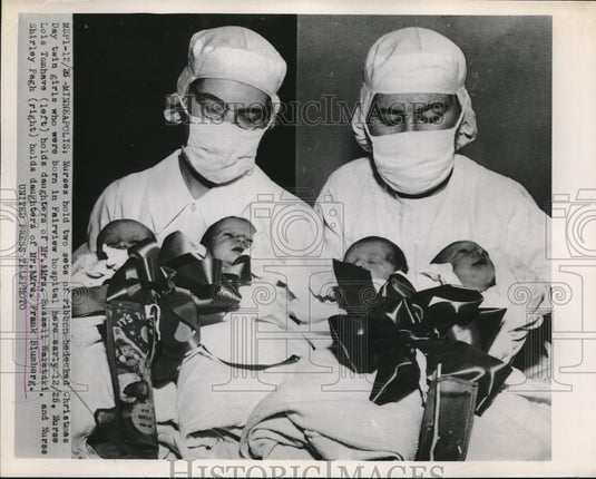 Press Photo Two Sets Twins Born on Christmas in Minneapolis, Waletski & Blumberg - Historic Images