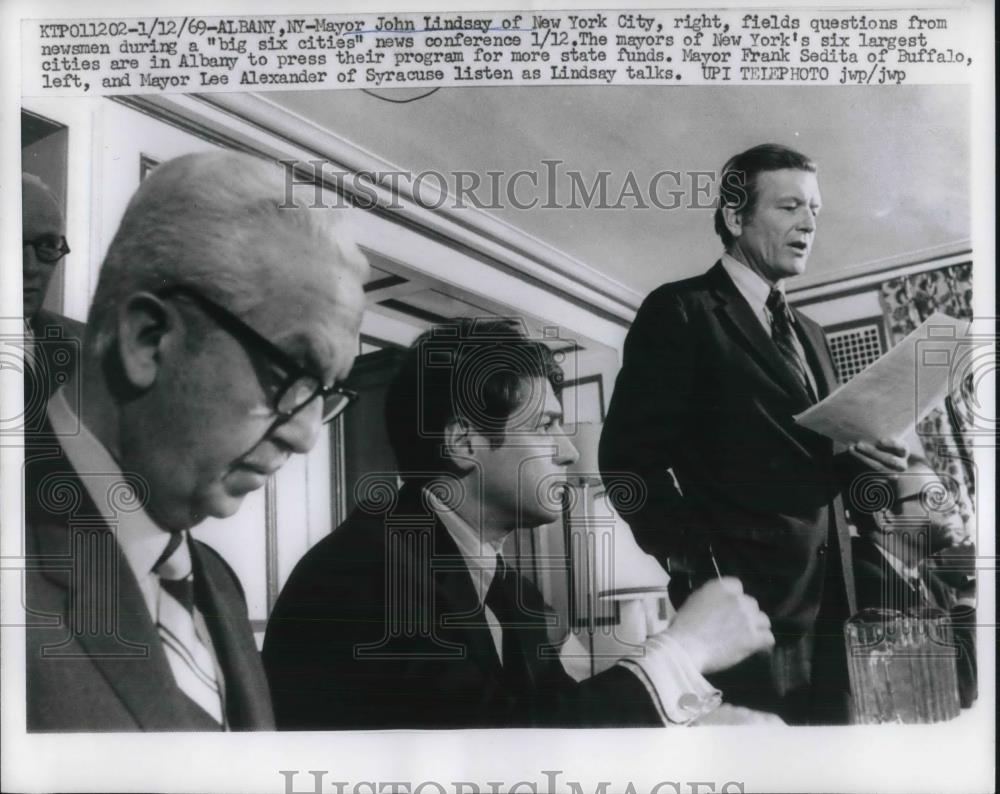 1969 Press Photo Mayor John Lindsay, Mayor Frank Sedita, Mayor L. Alexander - Historic Images