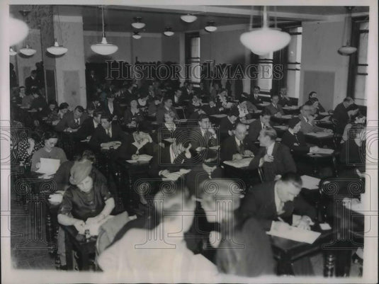 1936 Press Photo Emergency Relief employees at NY Civil Service Exams - Historic Images
