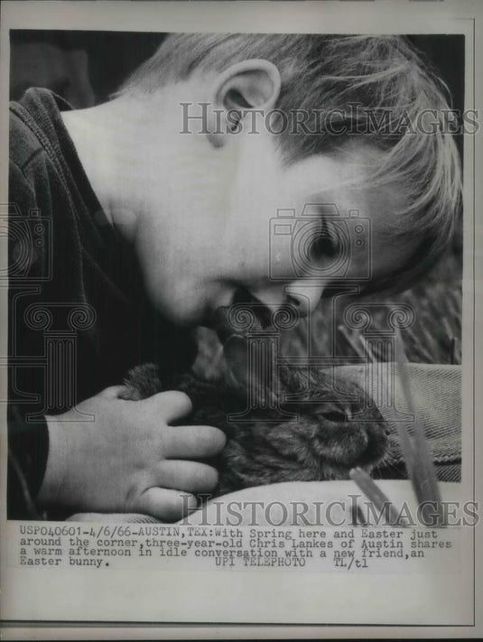 1966 Press Photo Chris Lankes of Austin, Texas with Bunny - Historic Images