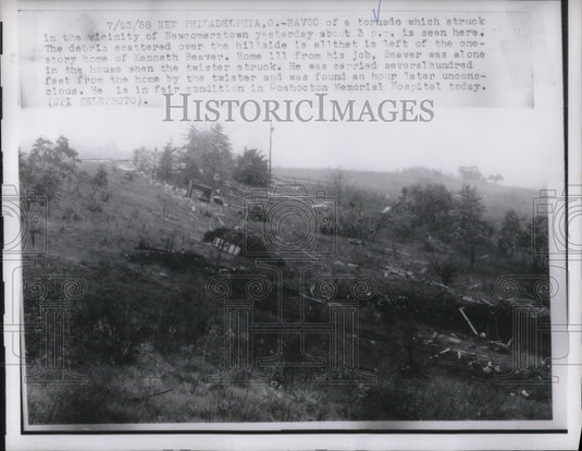 1958 Press Photo Tornado Destroys Home of Kenneth Beaver in New Philadelphia - Historic Images