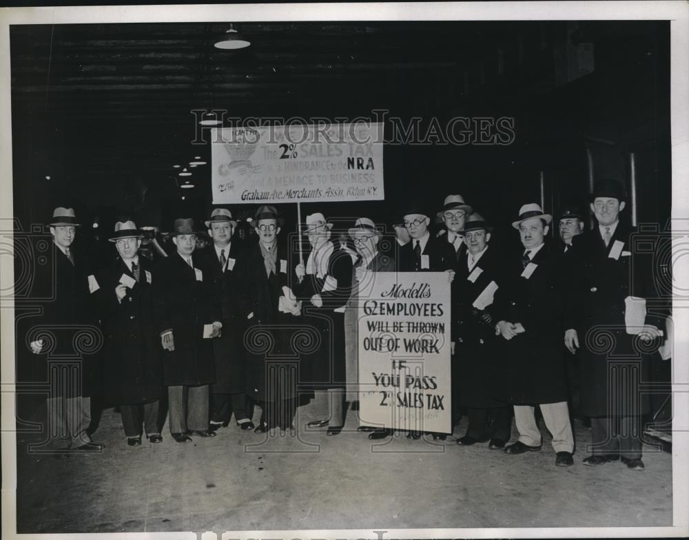 1934 Press Photo Sales Tax Opponents go to Albany protest before both houses - Historic Images