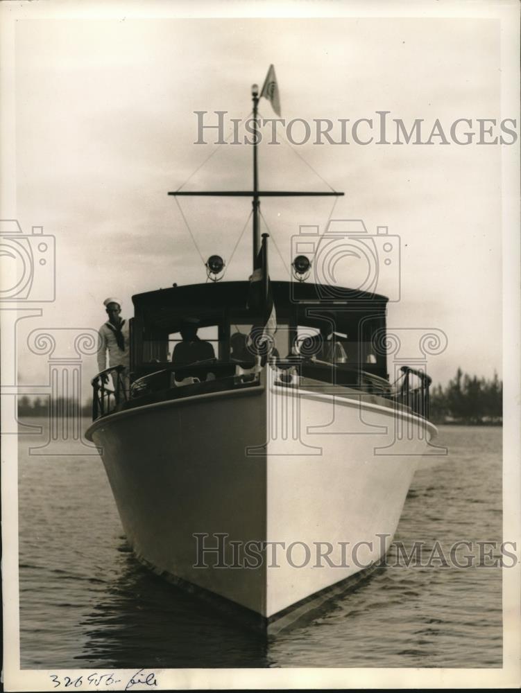 1935 Press Photo Author Charles Francis Coe Aboard New Fishing Boat - Historic Images