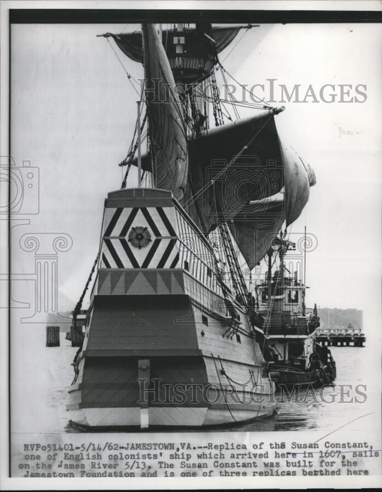 1962 Press Photo Replica Susan Constant Ship - Historic Images