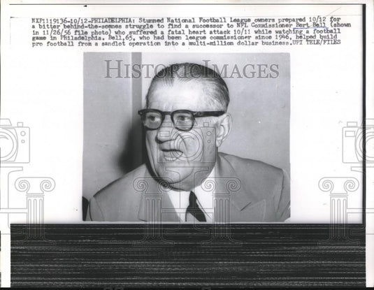 1959 Press Photo NFL Commissioner Bert Bell Suffered Fatal Heart Attack - Historic Images