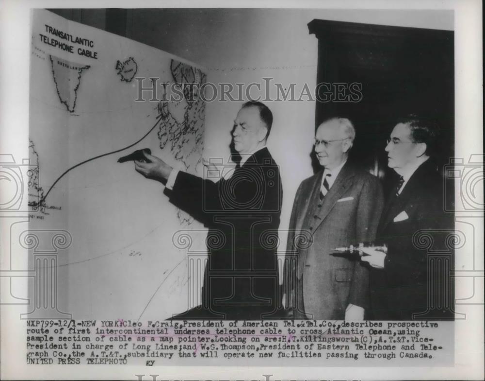 1953 Press Photo NYC, F Craig, Pres of American Tel &amp; Tel Co,HT Killingswortth - Historic Images