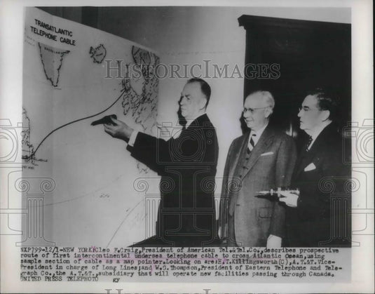 1953 Press Photo NYC, F Craig, Pres of American Tel & Tel Co,HT Killingswortth - Historic Images