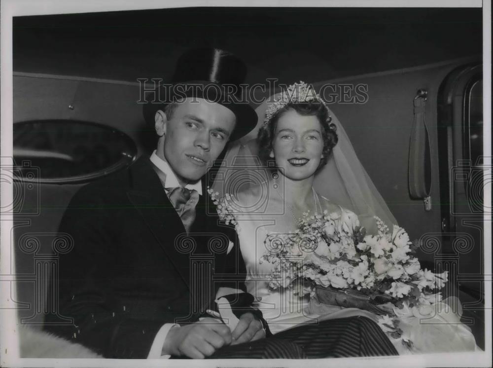 1937 Press Photo Mr &amp; Mrs Albert O. Gates, Jr. After Wedding - Historic Images