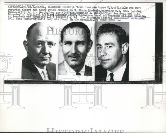 1961 Press Photo UN Officials UN sec. Gen. Dag Hammarskjold, Dr. Heinrich A. - Historic Images