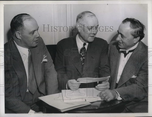1943 Press Photo Chicago AFL sec G Meany, Wm Green & IPU's Matt Woll - Historic Images