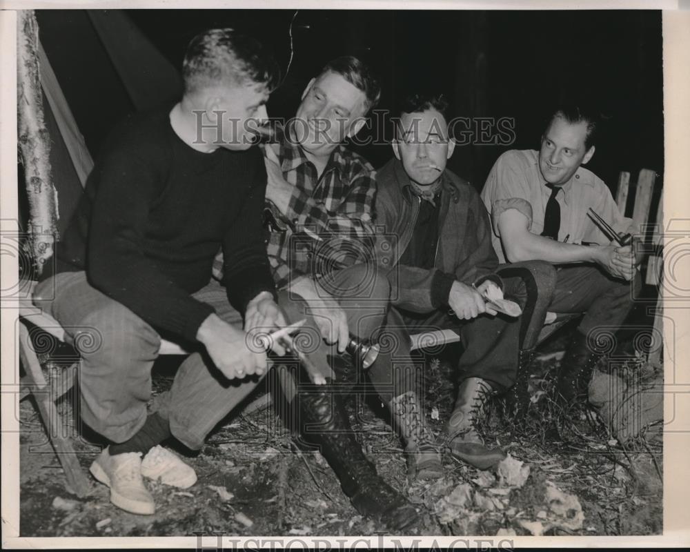 1939 Press Photo Governor Lewis Barrows of Maine, Warden Levi Dow &amp; Stephen Chad - Historic Images