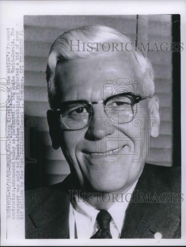 1962 Press Photo Peter Kiewit Purchased Omaha World-Herald Newspaper - Historic Images