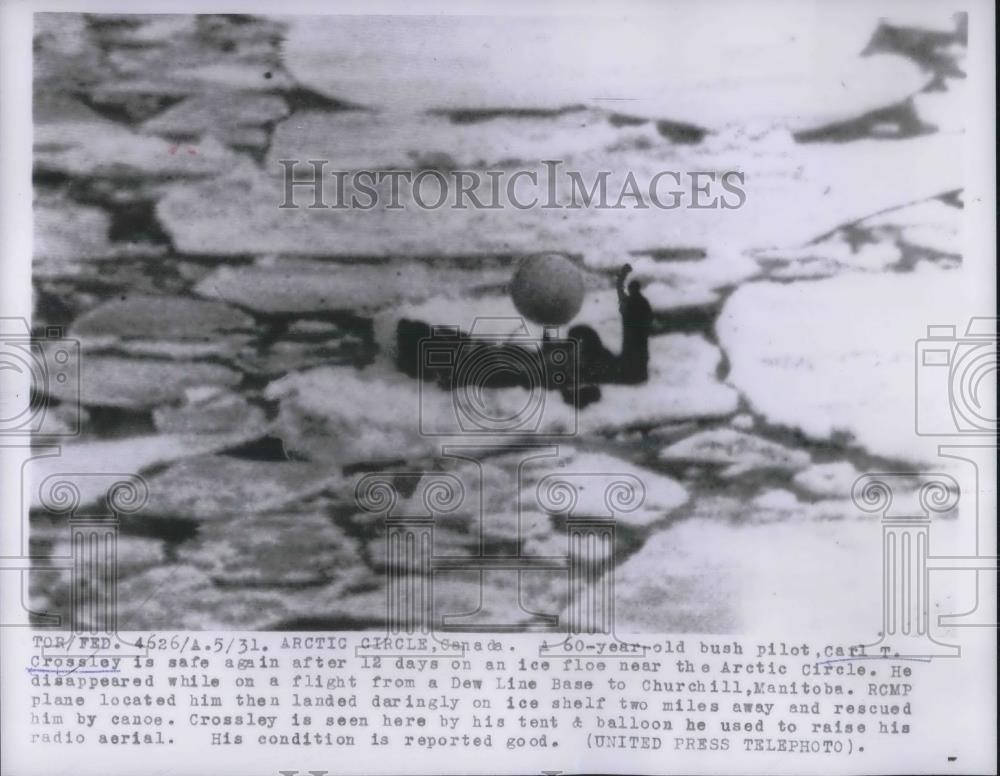 1956 Press Photo Carl Crossley, Bush Pilot, near the Arctic Circle - Historic Images