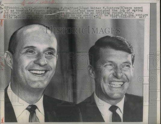 1965 Press Photo Houston, Tx Astronauts Thomas Stafford & Walter Schirra - Historic Images