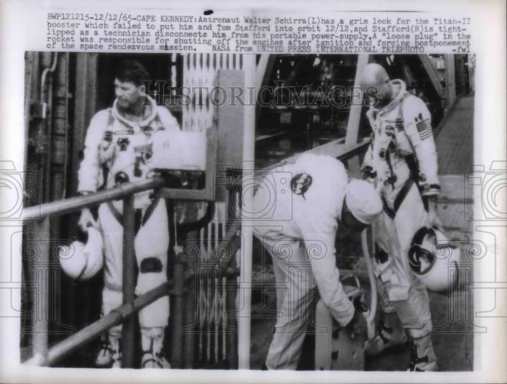 1965 Press Photo Cape Kennedy, astronaut Walter Shirra, Tom Stafford - Historic Images