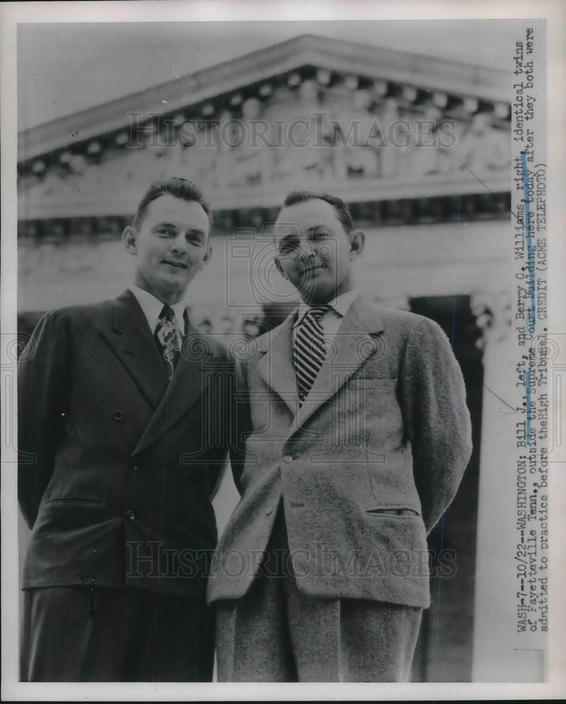 1951 Press Photo Twins Bill &amp; Berry Williams Admitted To Practice Supreme Court - Historic Images