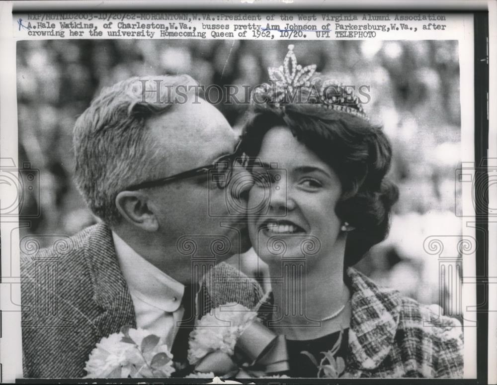 1962 Press Photo Morgantown, W.Va Alumni Assoc Pres AH Watkins, Ann Johnson - Historic Images