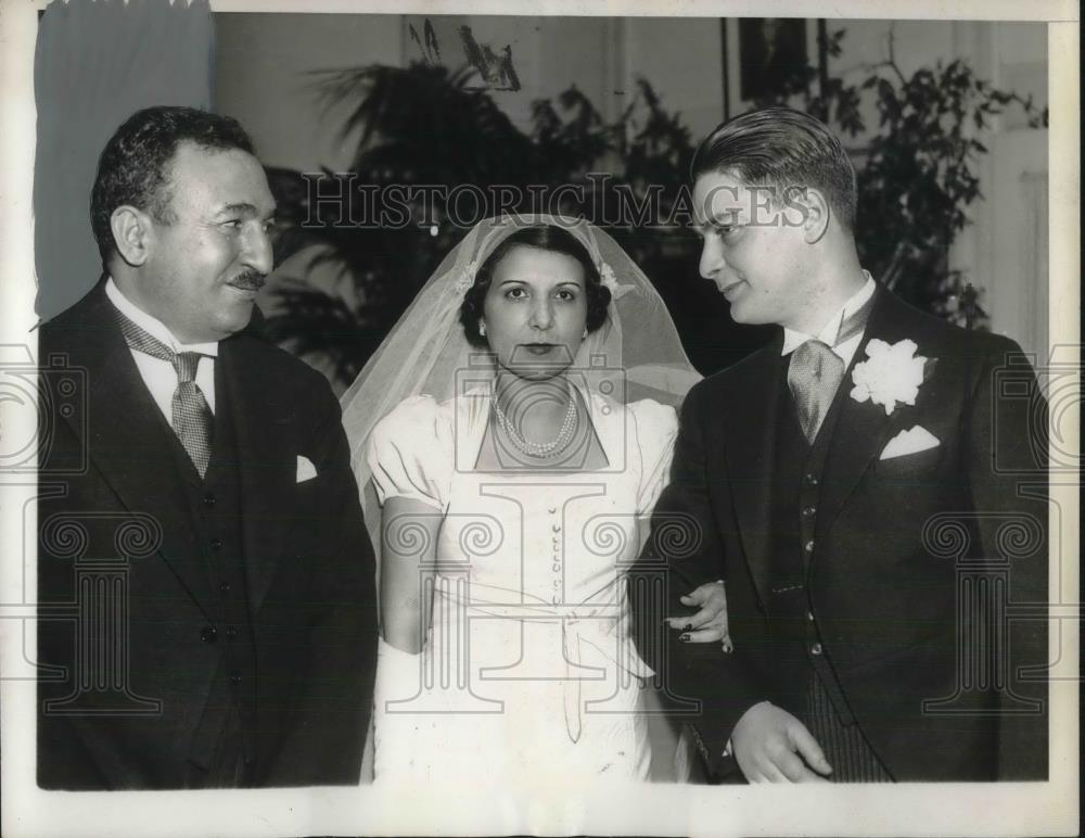 1936 Press Photo Miss Naila Khayatt, 27, Frederick Koflker, were married - Historic Images