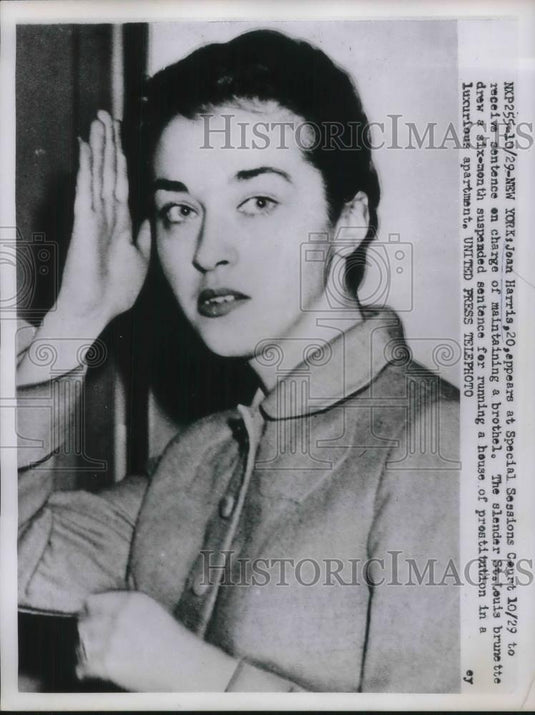 1952 Press Photo NYC, Jean Harris at court on charge of running a brothel - Historic Images