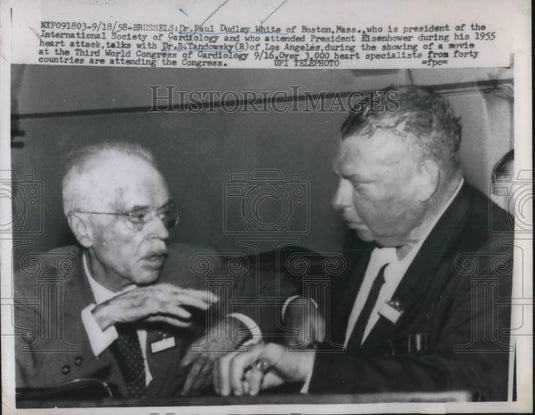 1958 Press Photo Dr Paul White Pres Eisenhower's Dr during 1955 heart attack - Historic Images