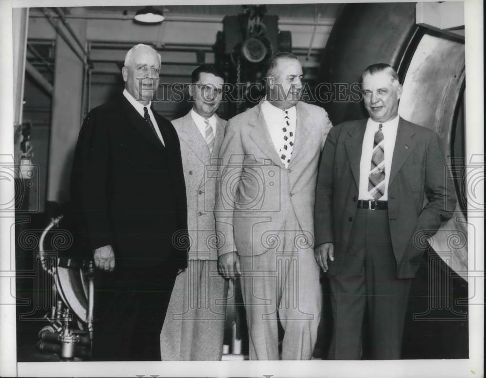 1939 Press Photo Ohio Mayor Lee Schroy With OW Litchfield And Harold Vagtborg - Historic Images