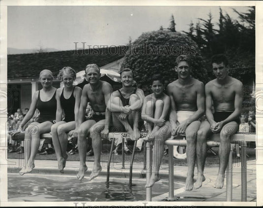 1936 Press Photo Baltmore Springboard team John Riley Margaret Rinehold - Historic Images