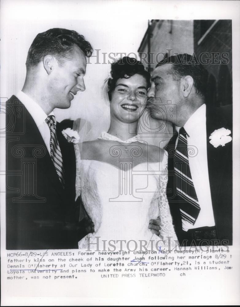 Jack Dempsey, Daughter Joan Dempsey Marries Dennis O'Flaherty 1953 Vintage  Press Photo Print - Historic Images