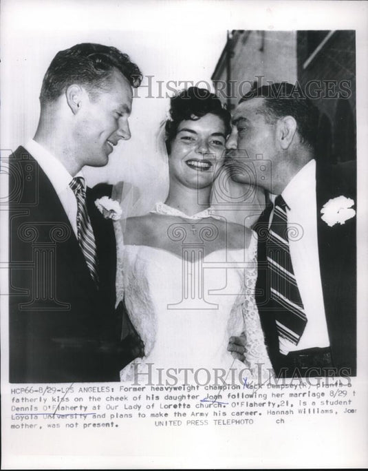 1953 Press Photo Jack Dempsey, Daughter Joan Dempsey Marries Dennis O'Flaherty - Historic Images