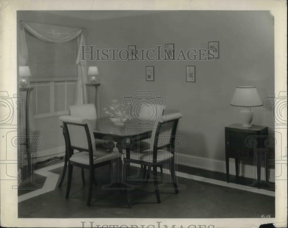 1937 Press Photo Classic Modern Furniture Design Dining Room - Historic Images