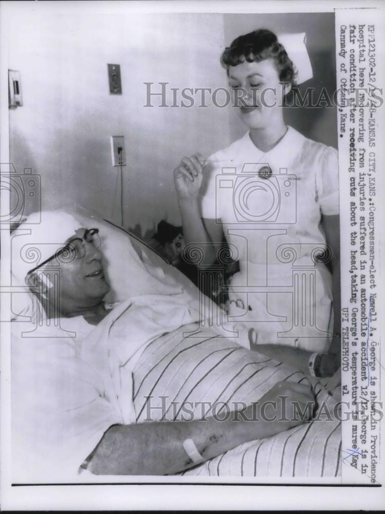 1958 Press Photo Congressman-elect Newell A George in Providence Hospital - Historic Images