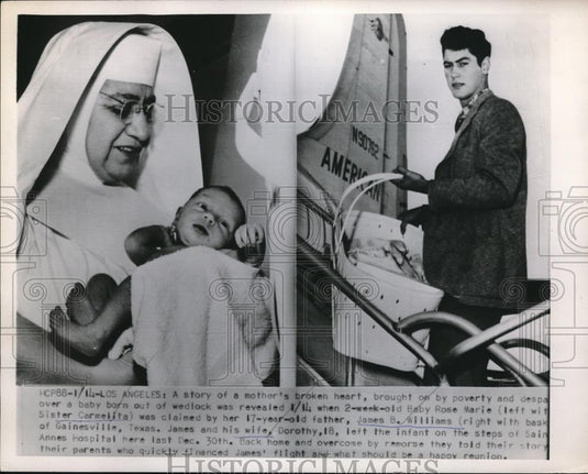 1953 Press Photo Sister Carmelita, James Williams of Gainesville Texas - Historic Images