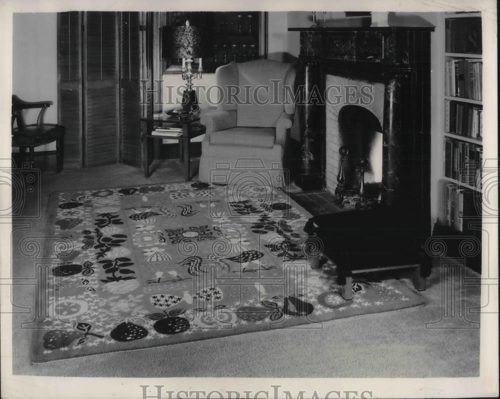 1956 Press Photo Fotiades Living Room Rugs Design - Historic Images