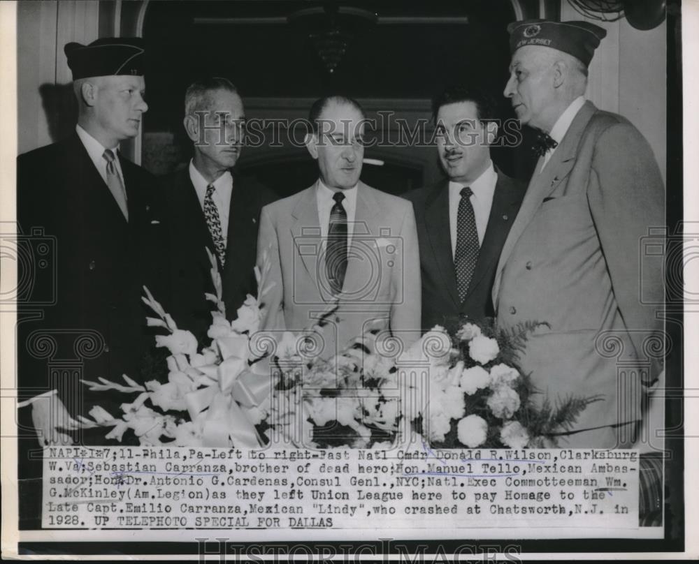 1953 Press Photo Past National Cmdr Donald Wilson, Sebastian Capranza - Historic Images