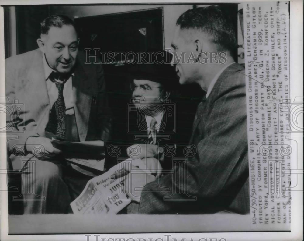 1950 Press Photo Benjamin Gitlow, Joseph Z. Kornfeder, Francis Schweinler - Historic Images